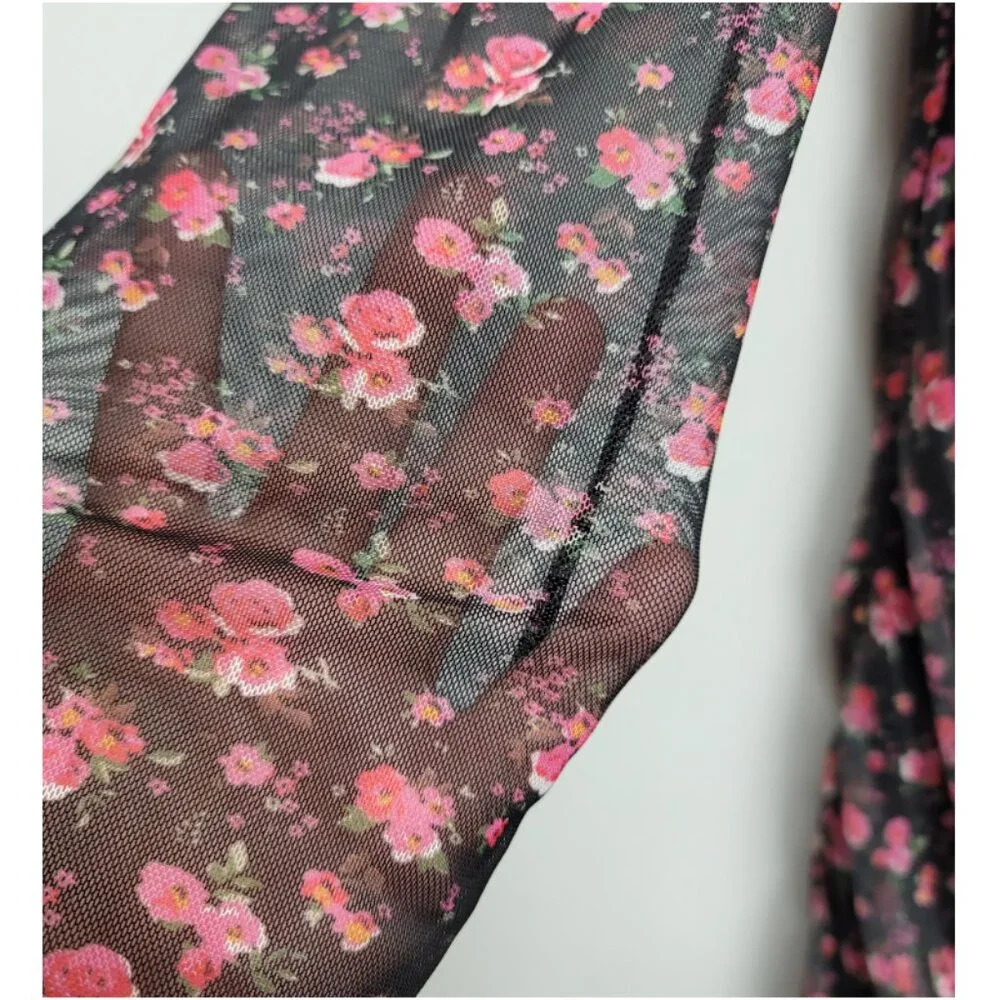 NWT In The Style x Liberty Black Floral Puff Sleeve Mini Dress 20